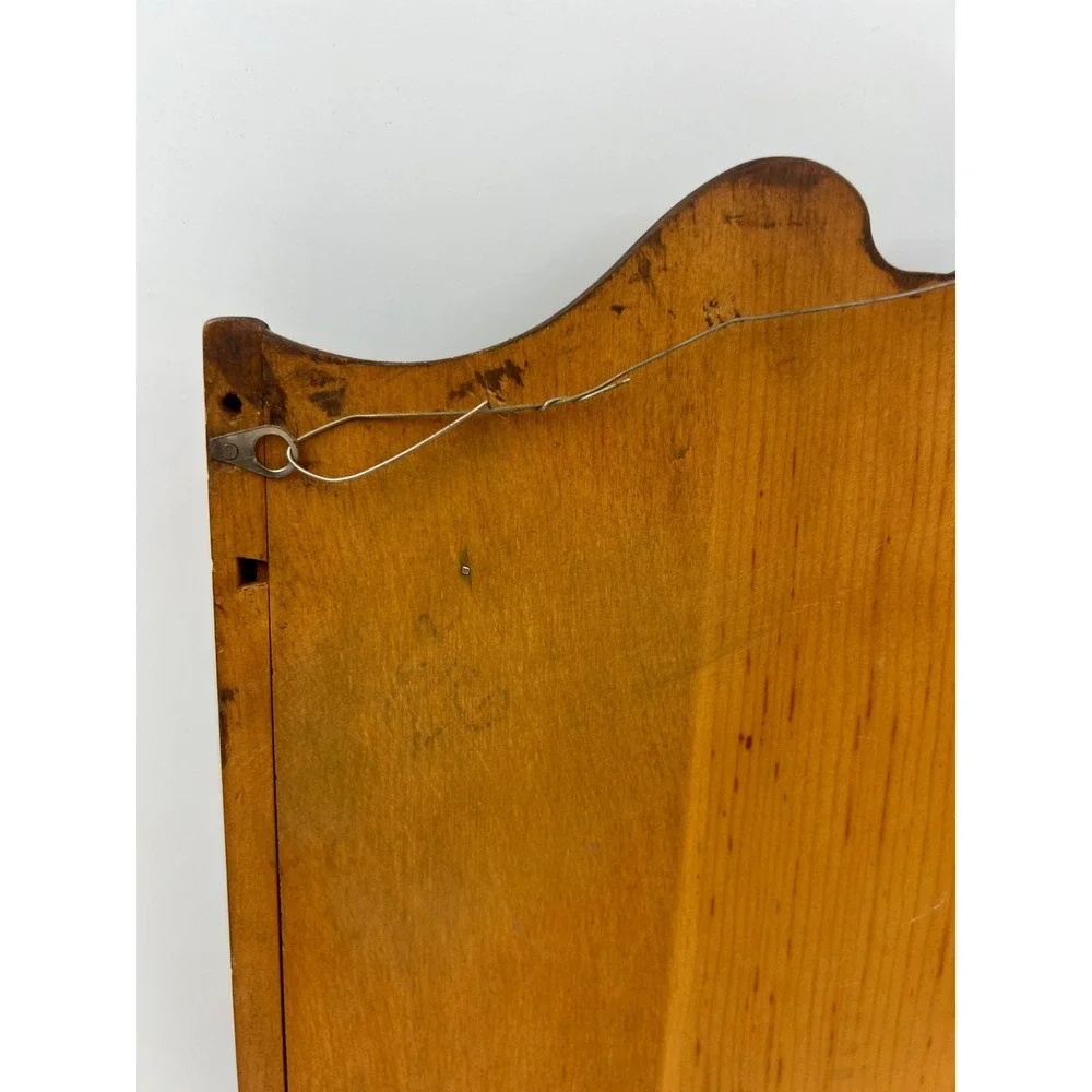 Vintage Wooden Spoon Display Rack Wall Hanging Scalloped 18 Slot 3 Tier Brown